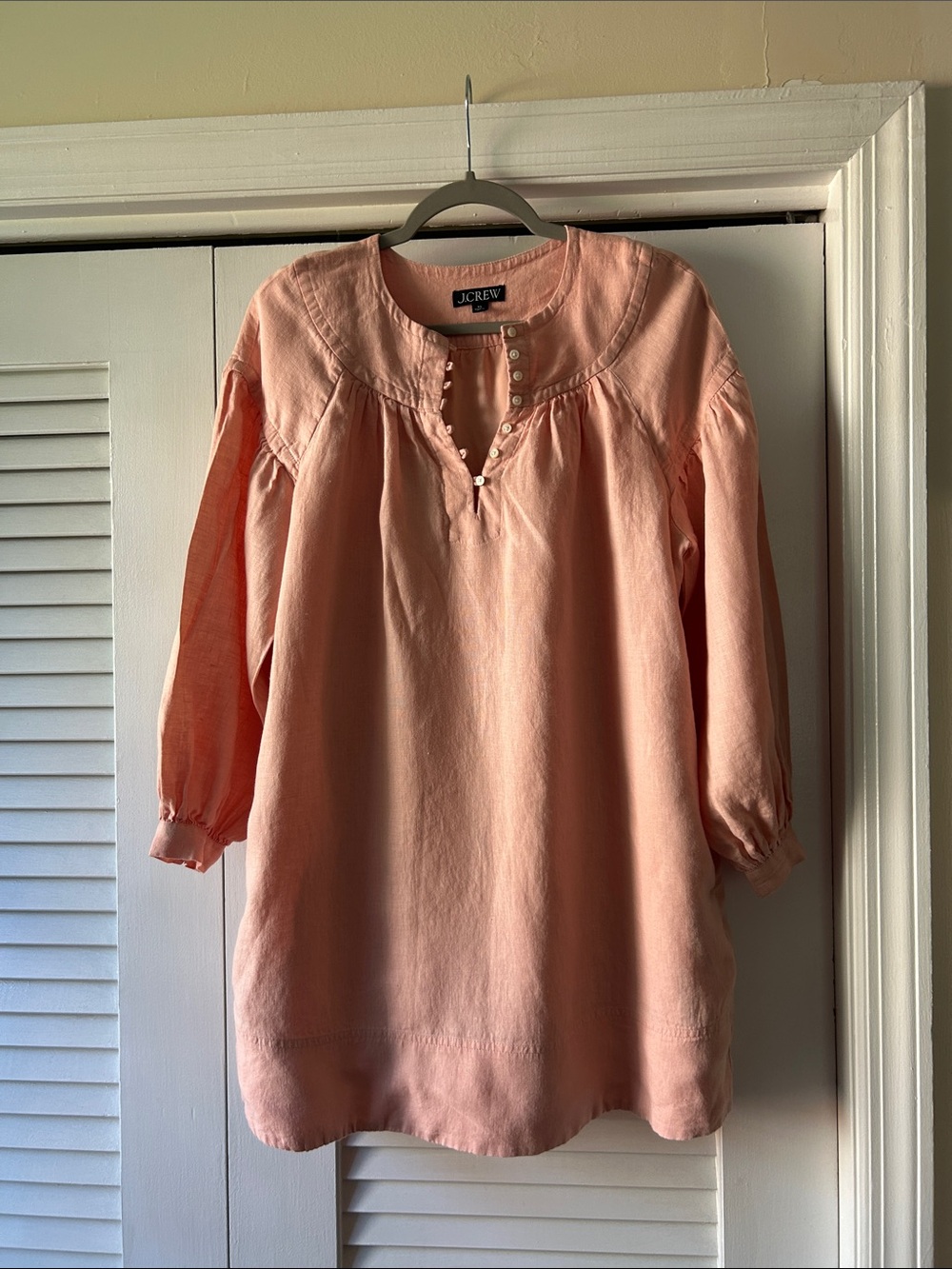 J. Crew Peach Button-Front Peasant Tunic